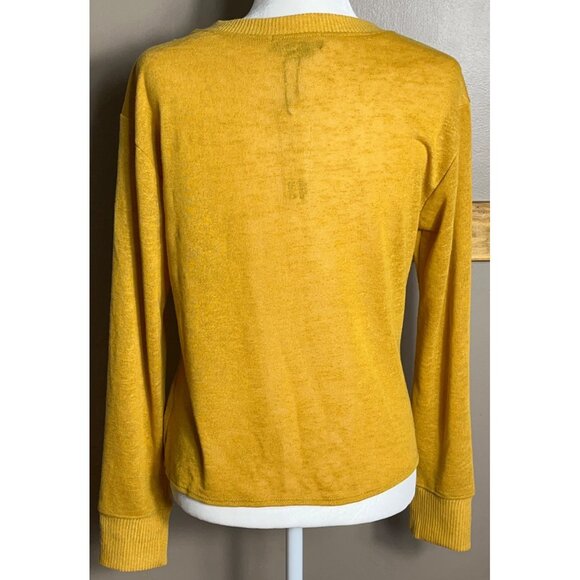 NWT Sanctuary Sweater Mustard Pullover Poly Knit Knotted Lightweight Womens M - Picture 2 of 6